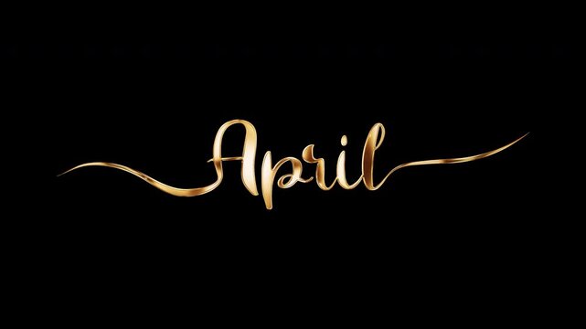 Animation word of April golden shine light motion text with light effect on black abstract background. promote advertising concept isolate using QuickTime Alpha Channel proress44