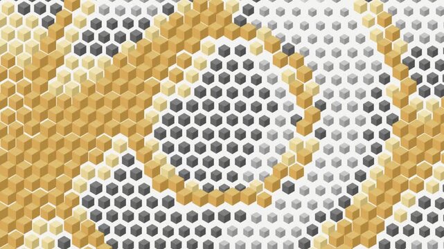 Abstract geometric background with isometric cubes in yellow and gray colors
