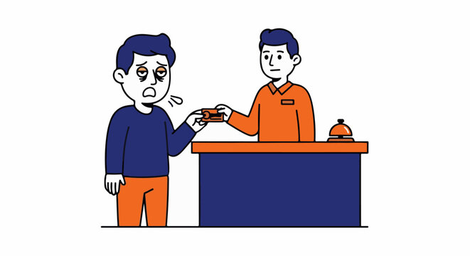 Customer complaining to service representative at desk.