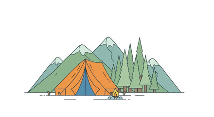 Colorful tent in outdoor recreation setting. © AlyaNaja