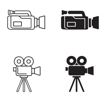 Video camera icons in outline and solid styles
