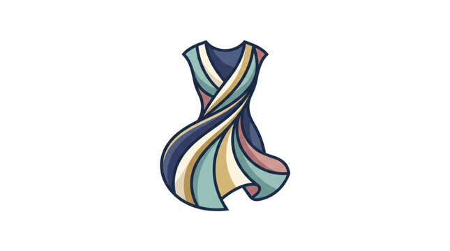 Abstract Colorful Fabric Swirls Forming a Dress Shape.