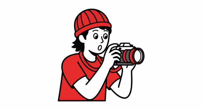 Enthusiastic amateur photographer capturing special moments with camera.
