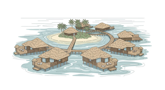 Overwater Bungalow Resort Accommodations Tropical.