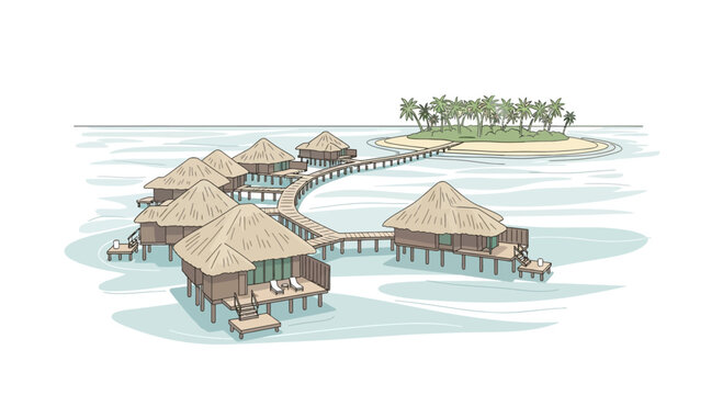 Water Bungalows on Stilt Houses.