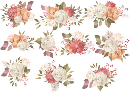set of flowers