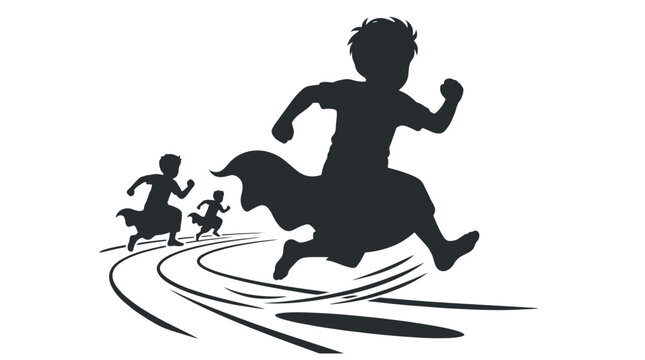 Children Running in a Race Fast.