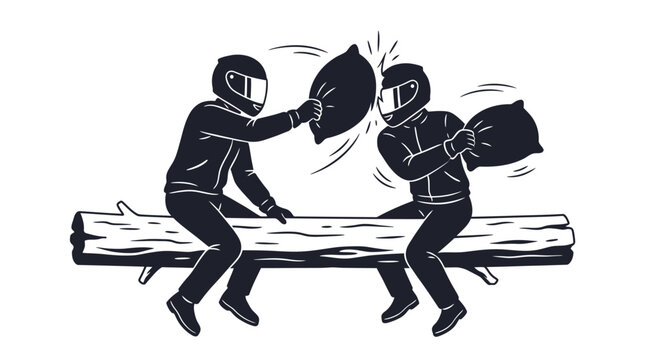 Two people fighting with shields.