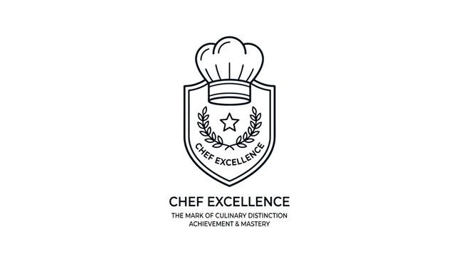 Professional Chef Excellence Culinary Emblem Logo Design.