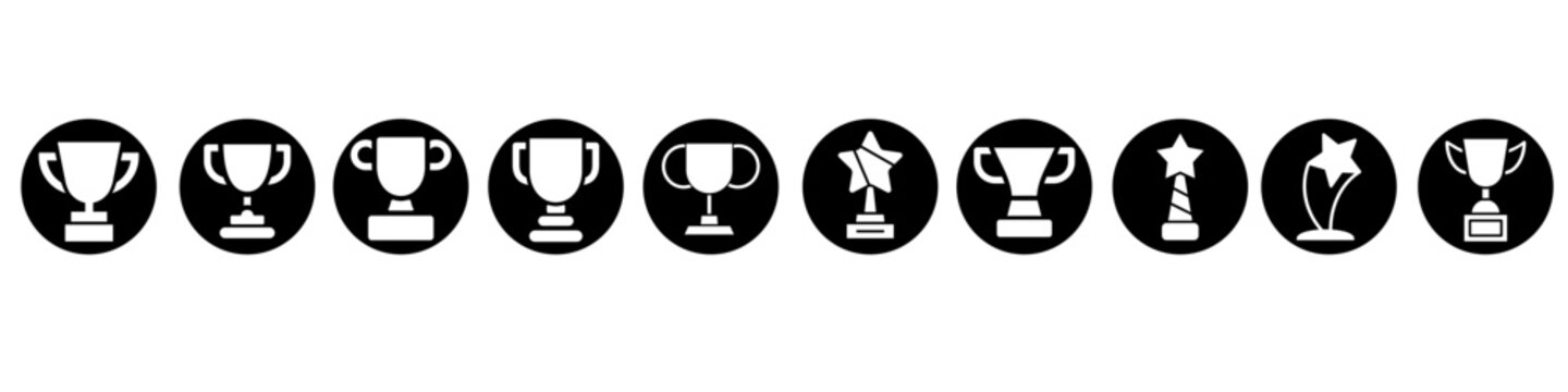 Champions cup icon vector set. Trophy illustration sign collection. Winner symbol. Champion logo.
