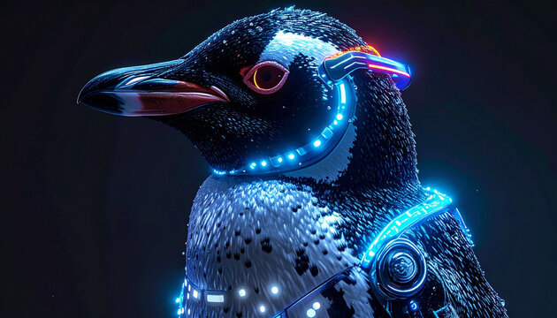 Futuristic penguin portrait