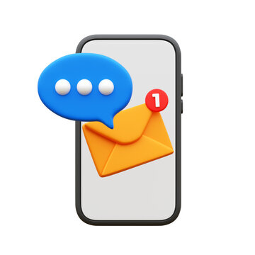 Smart phone new message alert icon with notification bell and speech bubble