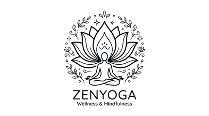 Fototapeta premium Black Lotus Yoga Meditation Logo Design.