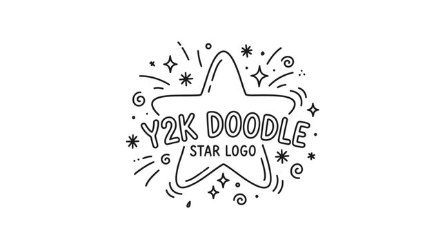 Y2K Doodle Star Logo Design.