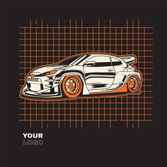 Fototapeta premium Car Vector Illustration For Conceptual Design. Suitable for posters, stickers, t-shirt prints, and banners.