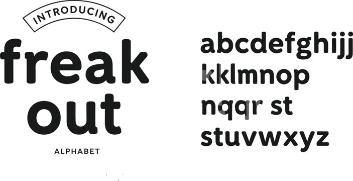 Freak Out Alphabet font collection with playful rounded typeface quirky lowercase letter vector design