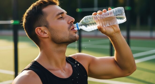 athlete drinking water