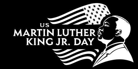 Obraz premium USA, US, U.S - Martin luther king jr. day commemorative graphic with us flag and silhouette martinlutherkingjrday silhouette commemoration equality civilrights activism american graphics