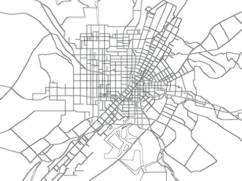 Bangalore India City Map Vector Street Map Monochrome Line Art Urban Roads Downtown Cartography Minimal Navigation Infrastructure Travel Layout