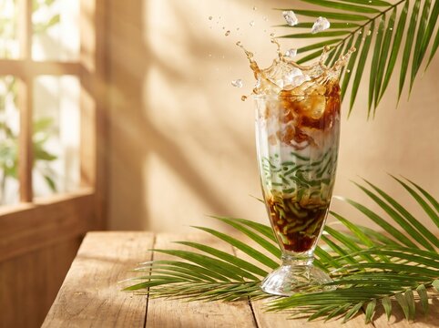 Premium Indonesian Cendol Tropical Drink Poster AI Generated