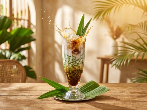 Premium Indonesian Cendol Tropical Drink Poster AI Generated