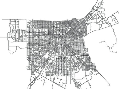 Cairo Egypt Urban Map Vector Road Network Streets Line Art Monochrome City Plan Navigation Detailed Roads Downtown Cartography Scheme Infrastructure