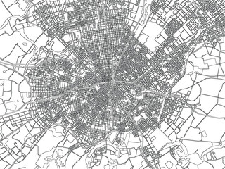 Naklejka premium Chongqing China City Map Urban Vector Streets Line Art Monochrome Cartography Navigation Minimalist Roads Cityscape Infrastructure Travel Detailed
