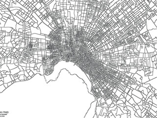 Obraz premium Kolkata India City Map Vector Roads Urban Monochrome Line Art Cartography Minimal Aerial View District Infrastructure Transportation Scheme Streets