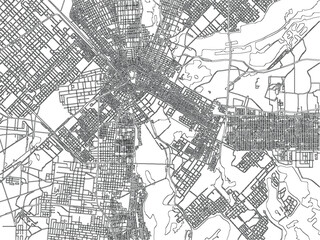 Obraz premium Nagoya Japan Street Network Vector Urban Layout Roads Cartography Black White Linework Planning District Metropolitan Cityscape Topography Blueprint Detailed