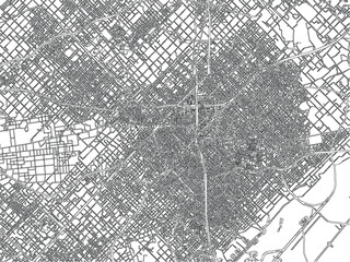 Obraz premium Osaka Japan Road Network Vector Metropolitan Streets Urban Line Art Geography Transportation Atlas Detailed Linework City Plan Scheme Monochrome