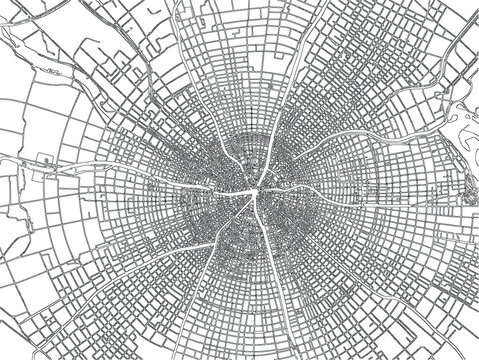 Paris France Street Map Vector Road Network Black White Line Art Urban Cartography Metropolitan Scheme District Blueprint Geography Linework
