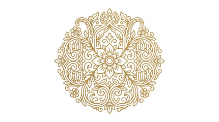 Intricate Golden Mandala Floral Design Element. © Kucing