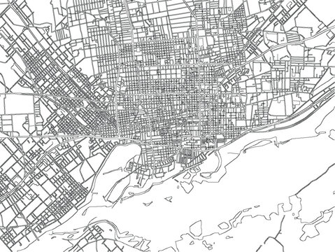 Toronto Canada Street Map City Plan Vector Streets Metropolitan Cartography Black White Linework Navigation Detailed Urban Road Network Geography Blueprint