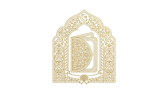Islamic Holy Book Quran Decorative Emblem.