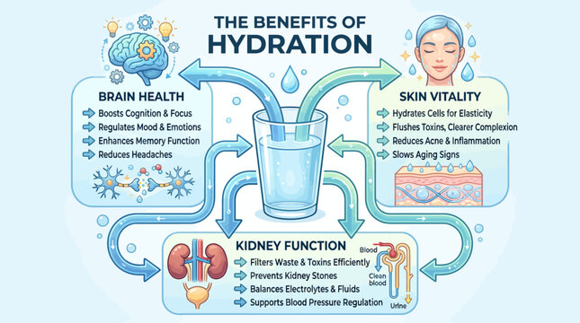 Unlock Optimal Well-being A Comprehensive Guide to Hydration's Essential Benefits for Brain Health, Radiant Skin, and Robust Kidney Function
