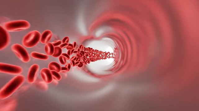 red blood cells flowing through a vein