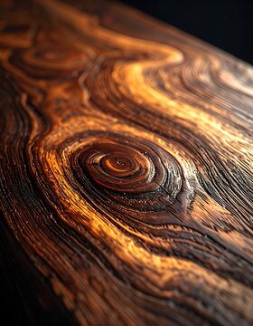 Wood grain texture closeup dark brown.