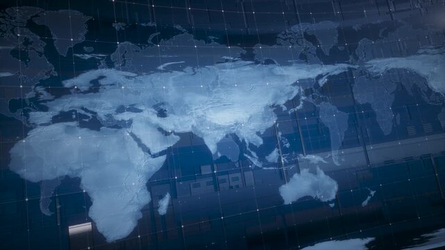 3d render Highly detailed revolving futuristic world map looped