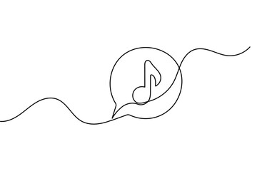 Obraz premium notes continuous one line art vector design of an eighth note