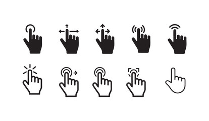 Obraz premium Touch screen hand gesture icon set for mobile application interface and interactive design.