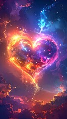 Fototapeta premium Vibrant Heart Shaped Energy Swirl Pattern.