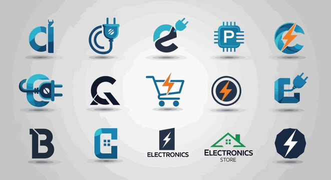 Innovative Modern Electronics and Power Logo Collection