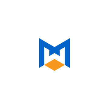 MW or M & W monogram logo in blue and orange
