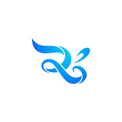 Obraz premium R letter logo in blue ribbon style.