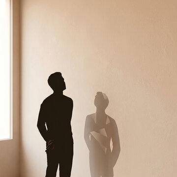 Abstract Human Identity and Inner Self Concept with Minimal Shadow Silhouette Art.