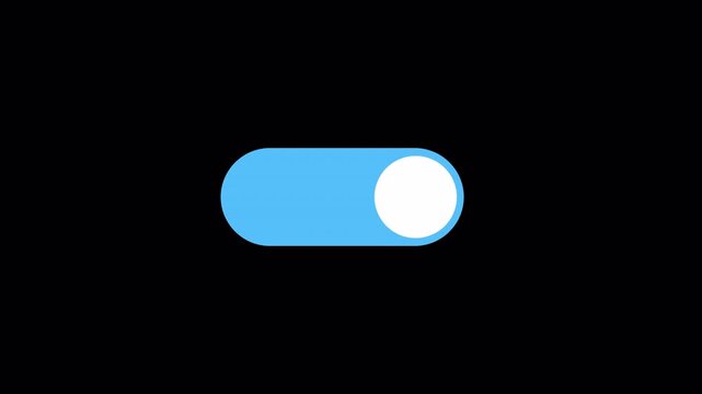 On and off animation motion graphic of switch button user interface element turning light on and off digital toggle switch interface.