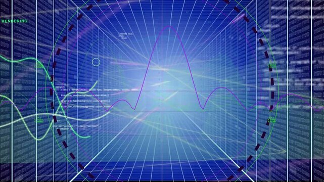 Purple waveform appearing, colored waveforms entering center, circular selector centering selecting