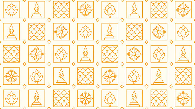 seamless pattern with Thai culture