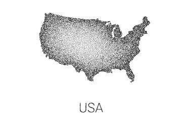 map of United States. monochrome grain gradient texture. old vintage map. hand drawn dots on white background. vector illustration backdrop © dmutrojarmolinua