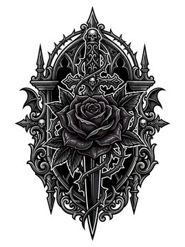 Black rose dagger gothic logo